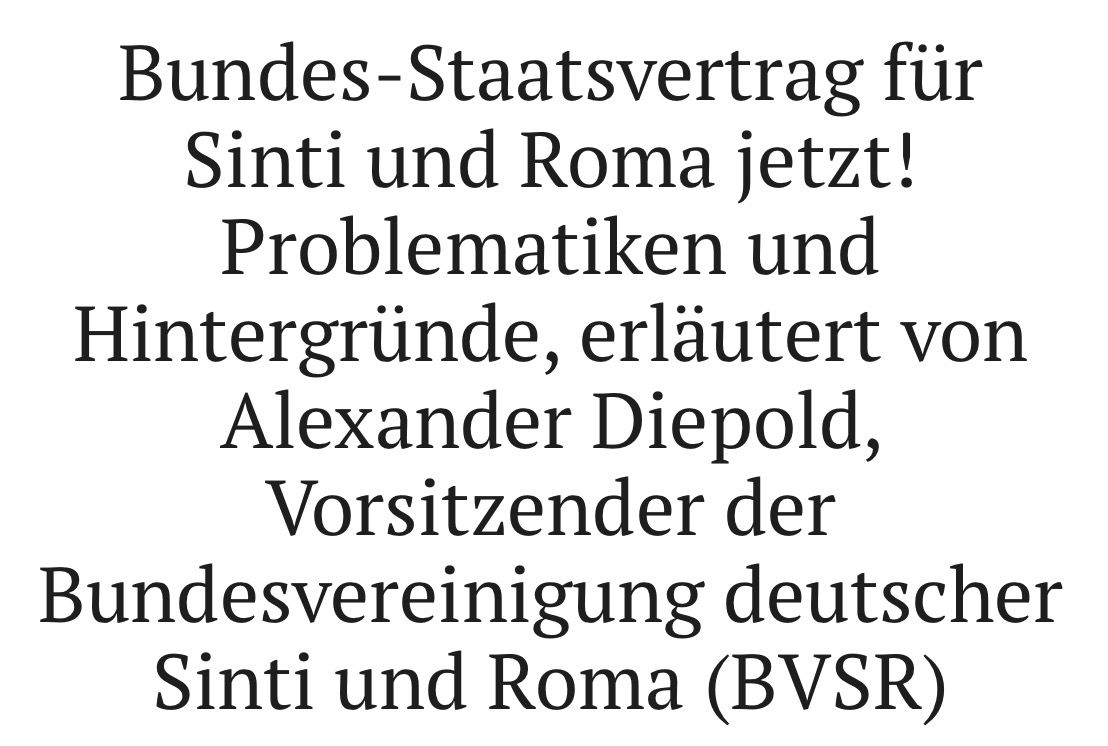 Hinweis auf Beitrag zum Bundes-Staatsvertrag für Sinti und Roma